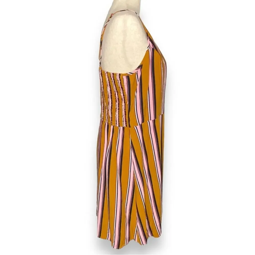 Xhilaration Striped Faux Wrap Mini Sleeveless Dress Smocked Back Womens Size XXL - Picture 5 of 11